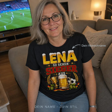 Personalisiertes Fußball Bier T-Shirt mit Namen - So sehen Sieger aus