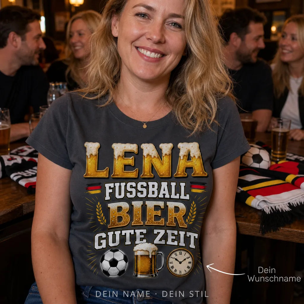 Personalisiertes Fußball Bier T-Shirt mit Namen - Schöner Abend mit Freunden