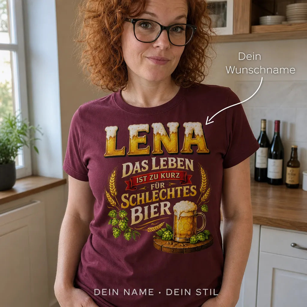 Personalisiertes Bier Wein T-Shirt mit Namen - Da sag ich nie Nein
