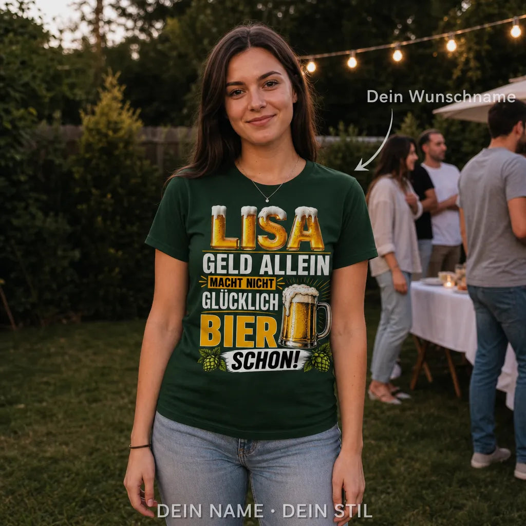 Personalisiertes Bier T-Shirt mit Namen - Erst Bier, alles andere später