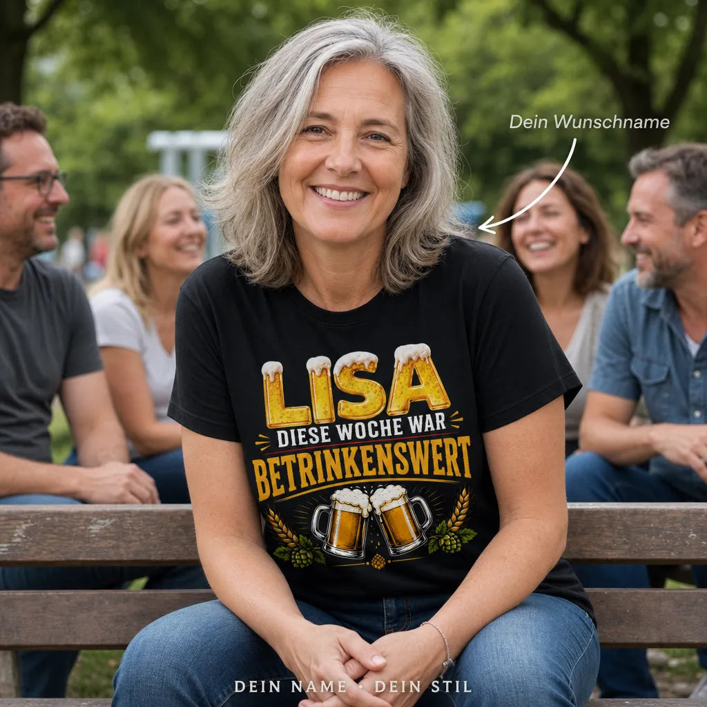 Personalisiertes Bier T-Shirt mit Namen - Diese Woche war betrinkenswert
