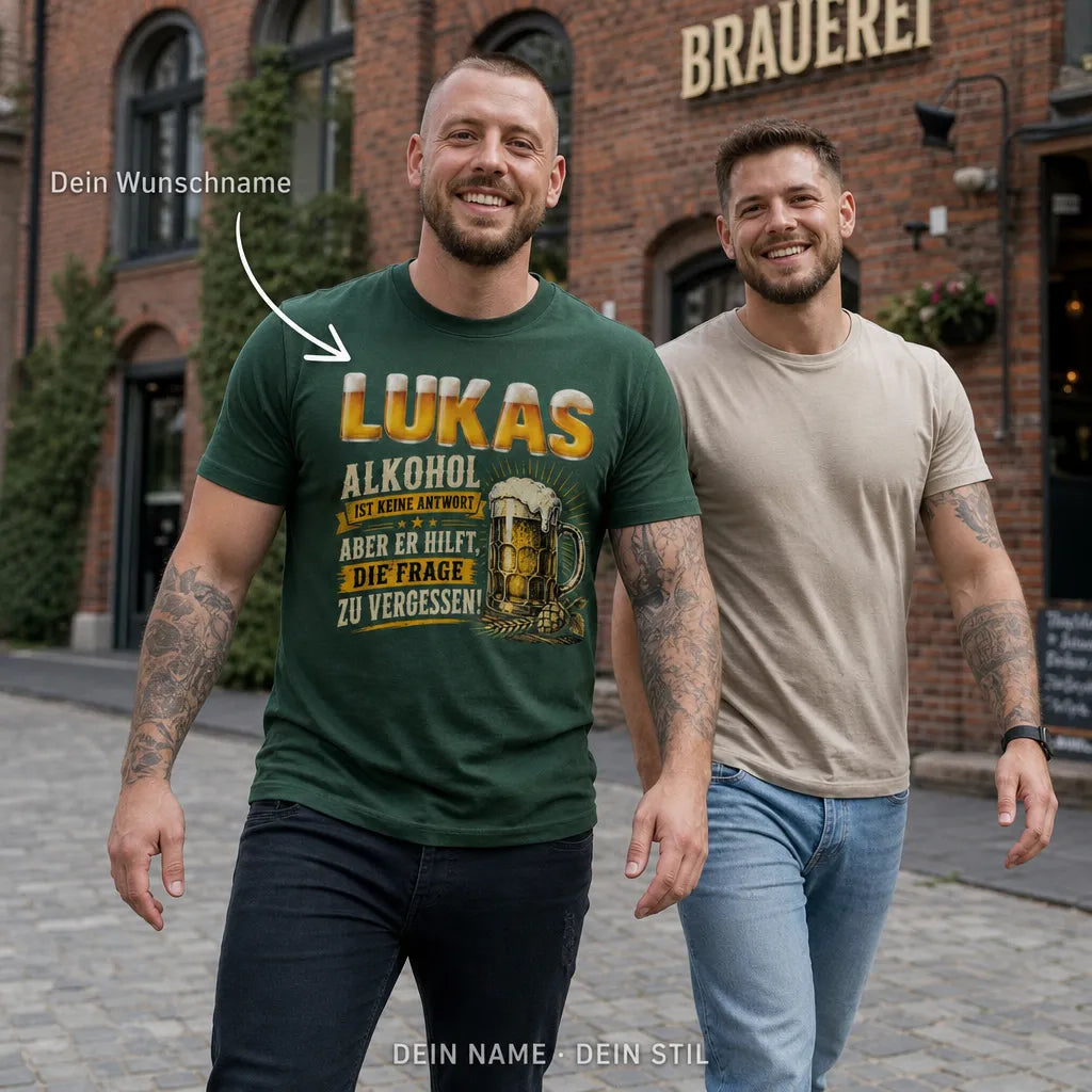 Personalisiertes Bier T-Shirt mit Namen - Lieber einen sitzen lassen