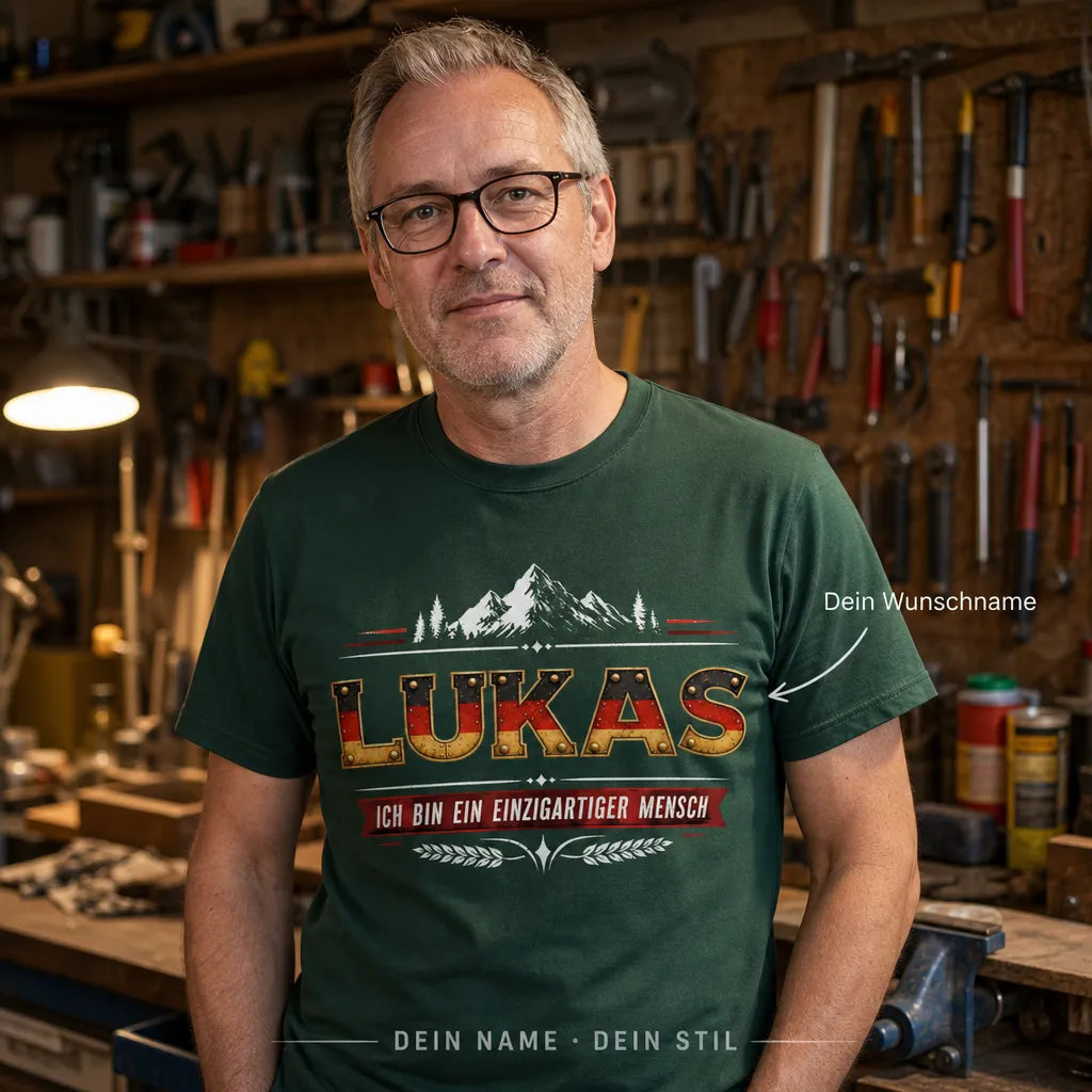 Personalisiertes Spruch T-Shirt mit Namen - Kein Held, nur kompetent