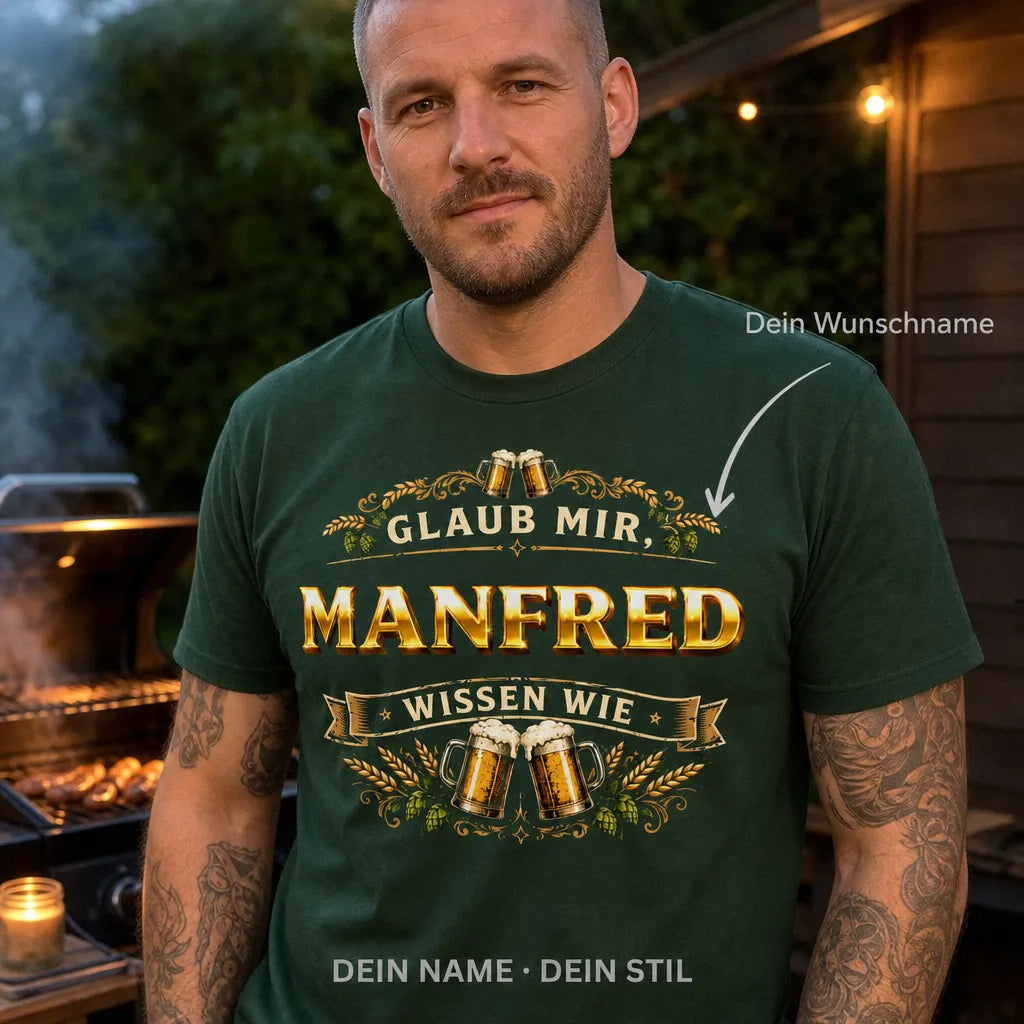 Personalisiertes Bier T-Shirt mit Namen - Trinkt wie ein Deutscher