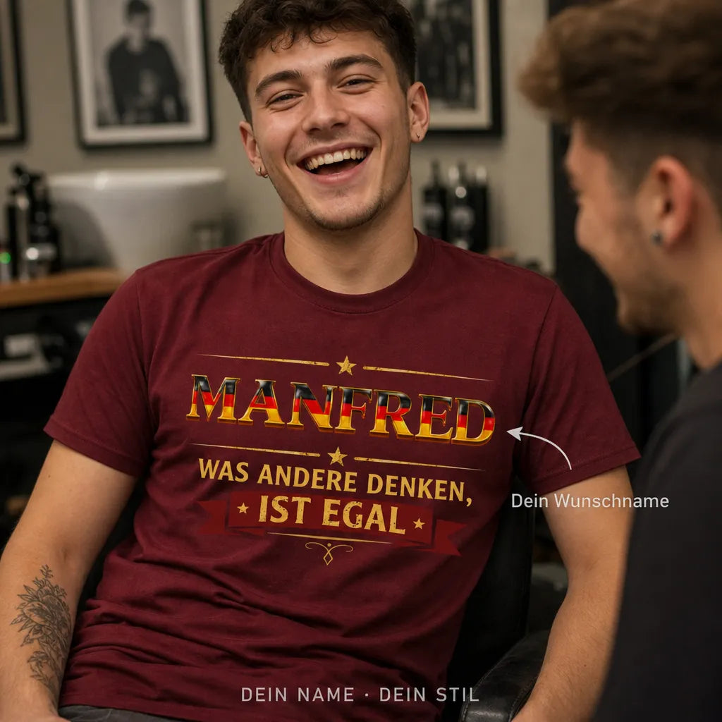 Personalisiertes Original T-Shirt mit Namen - Bleib ruhig, sie regelt das