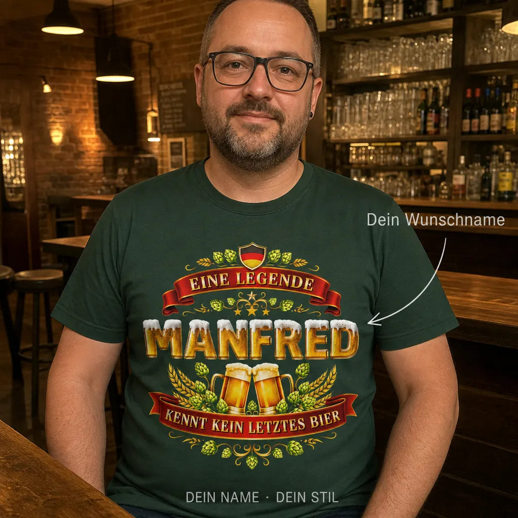 Personalisiertes Bier T-Shirt mit Namen - Bitte hier Bier abstellen!
