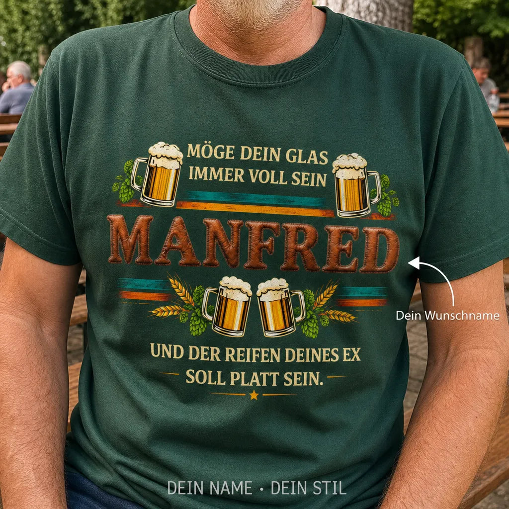 Personalisiertes Motorrad Bier T-Shirt mit Namen - Fahren, Trinken, Schlafen