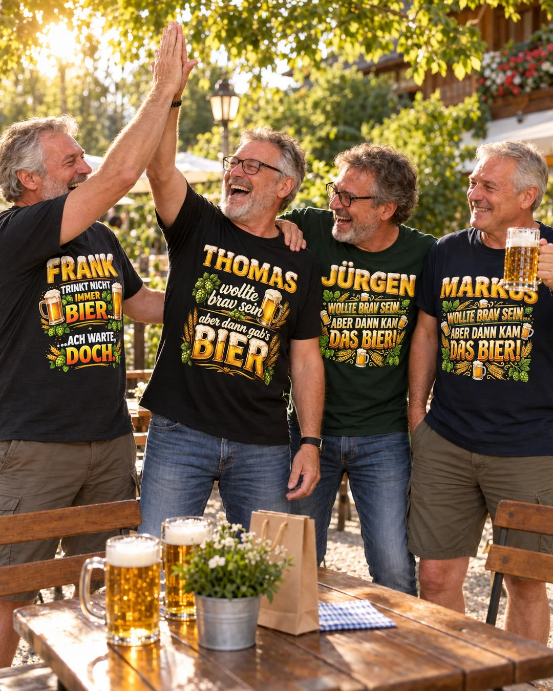 Personalisiertes Bier T-Shirt mit Namen – Geschenkidee – Wollte brav sein, dann Bier