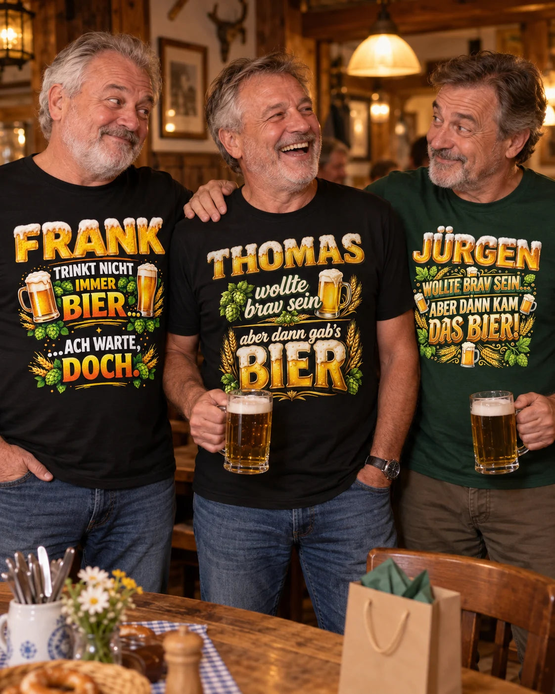 Personalisiertes Bier T-Shirt mit Namen – Geschenkidee – Wollte brav sein, dann Bier