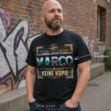 Personalisiertes Abenteurer T-Shirt mit Namen - Geboren, um echt zu sein