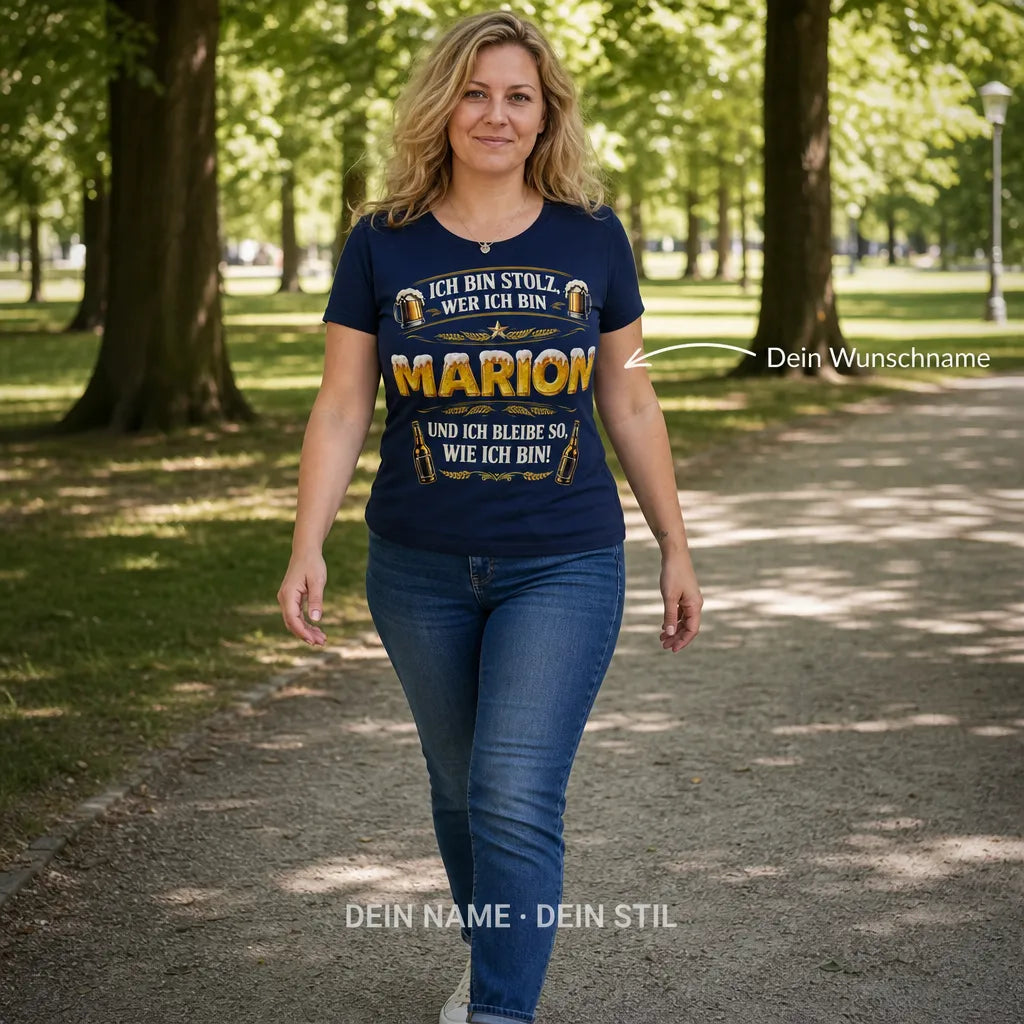 Personalisiertes Bier T-Shirt mit Namen - Stolz wer ich bin
