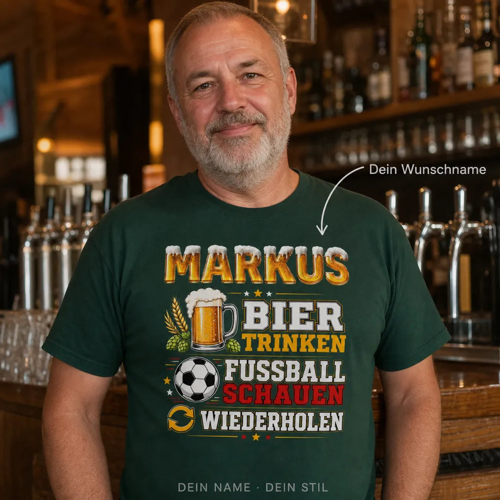 Personalisiertes Bier T-Shirt mit Namen - Die Lage ist besäufniserregend