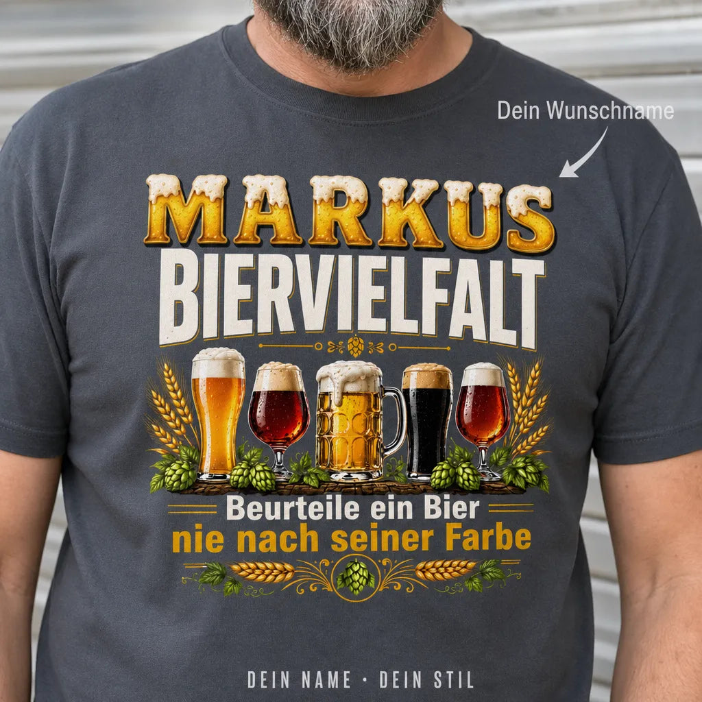 Personalisiertes Bier T-Shirt mit Namen - Die Lage ist besäufniserregend