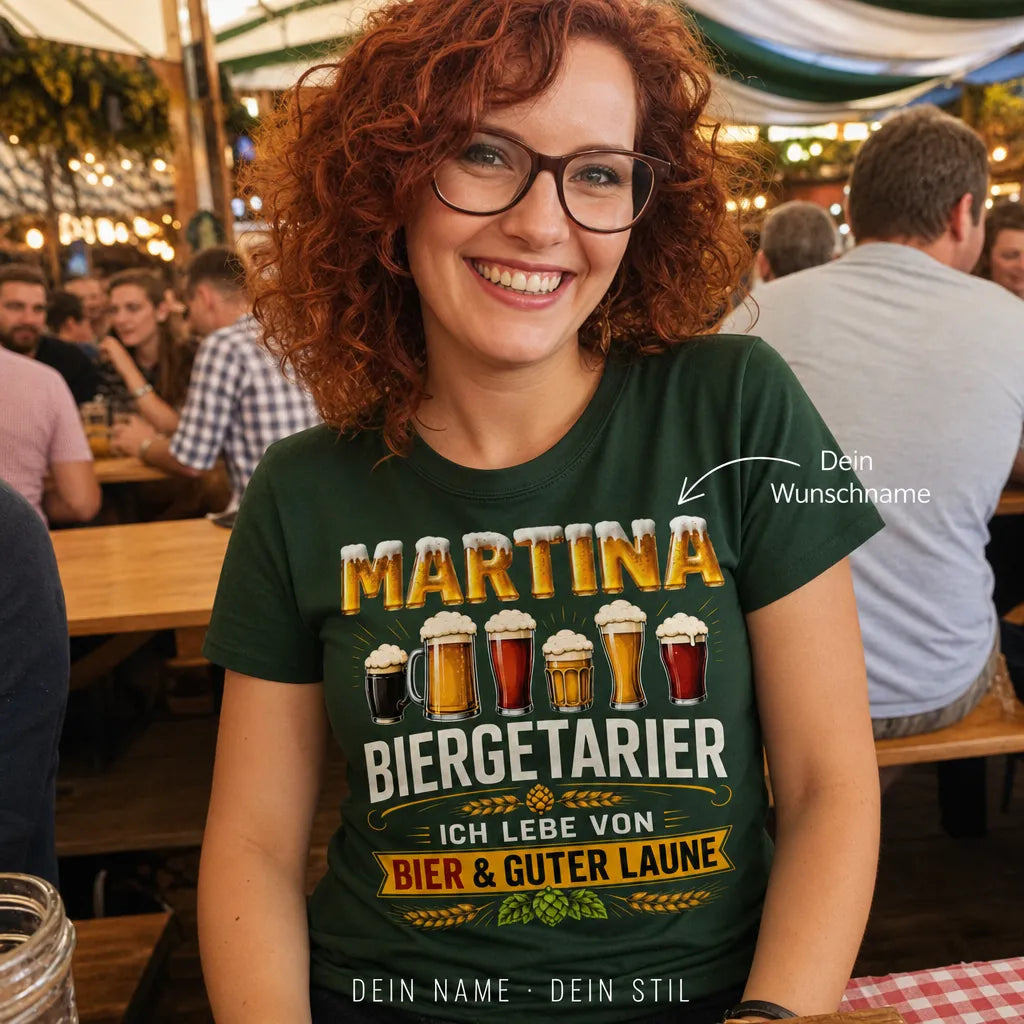 Personalisiertes Bier Deutschland T-Shirt mit Namen - Nur verliebt in Bier