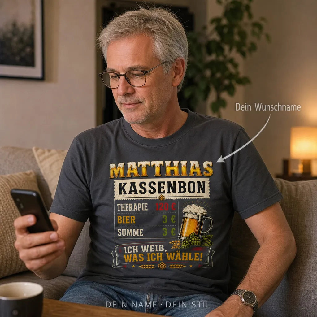 Personalisiertes Bier T-Shirt mit Namen - Das Bier ruft an!