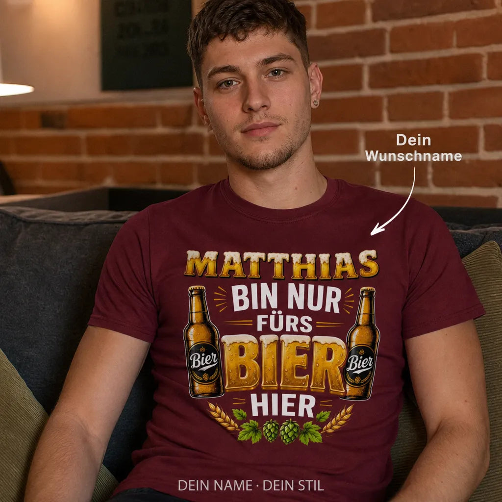 Personalisiertes Bier T-Shirt mit Namen - Kein Therapeut, nur Bier