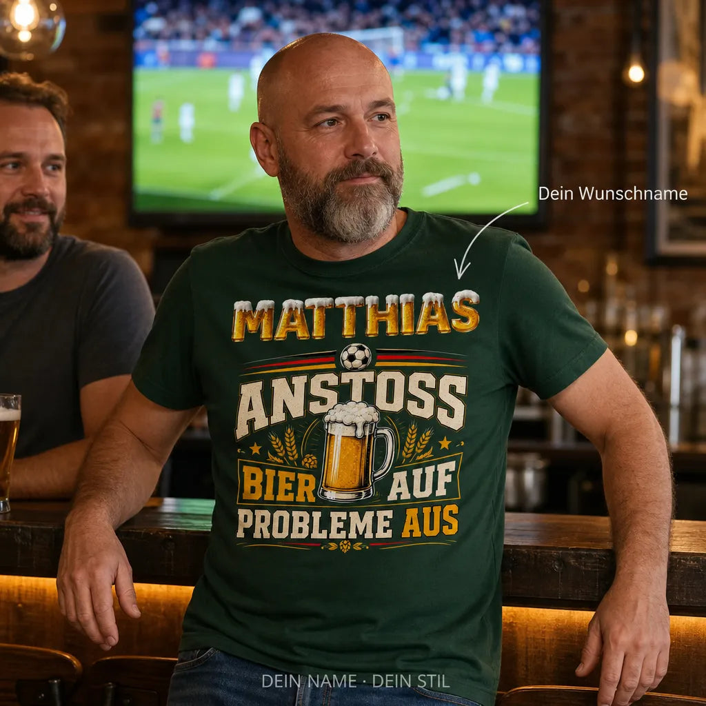 Personalisiertes Bier Fußball T-Shirt mit Namen - Die perfekte Kombination