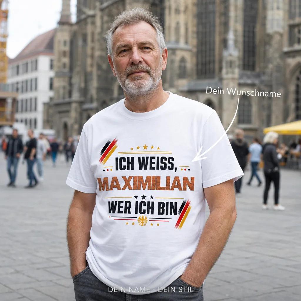 Personalisiertes Deutschland T-Shirt mit Namen - Ich weiß, wer ich bin