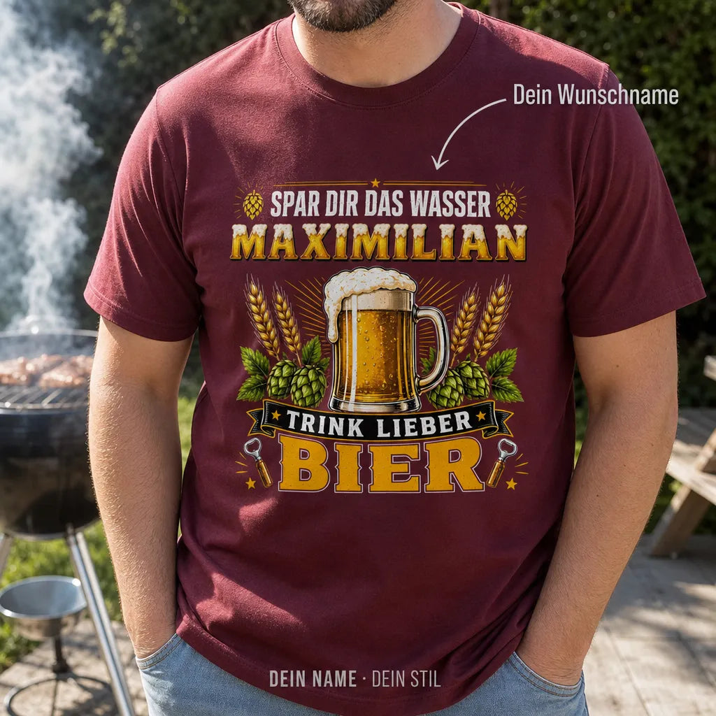 Personalisiertes Bier T-Shirt mit Namen - Ohne Bier alles sinnlos