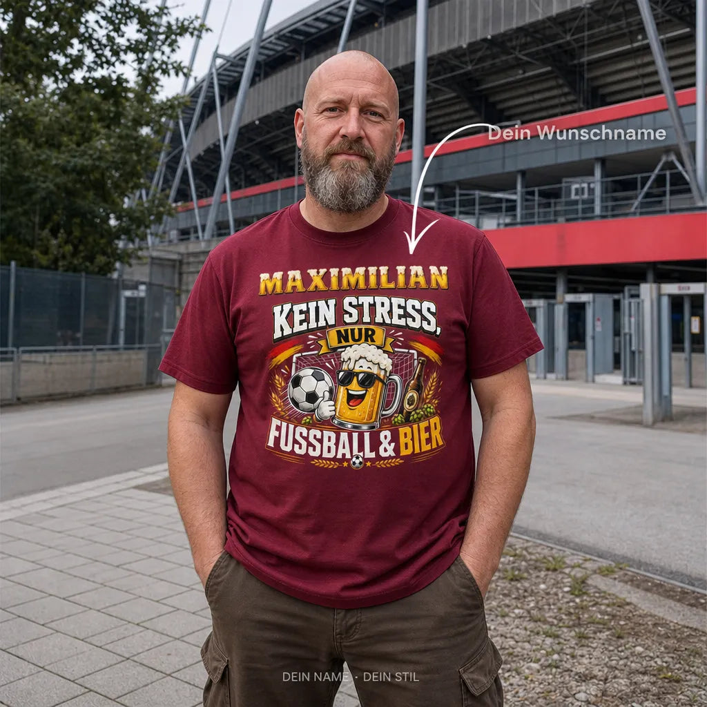 Personalisiertes Bier Fußball T-Shirt mit Namen - Die perfekte Kombination