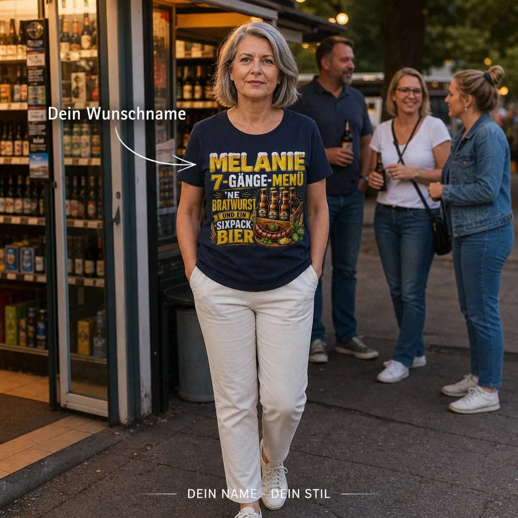Personalisiertes Bier Bratwurst T-Shirt mit Namen - Das perfekte Menü