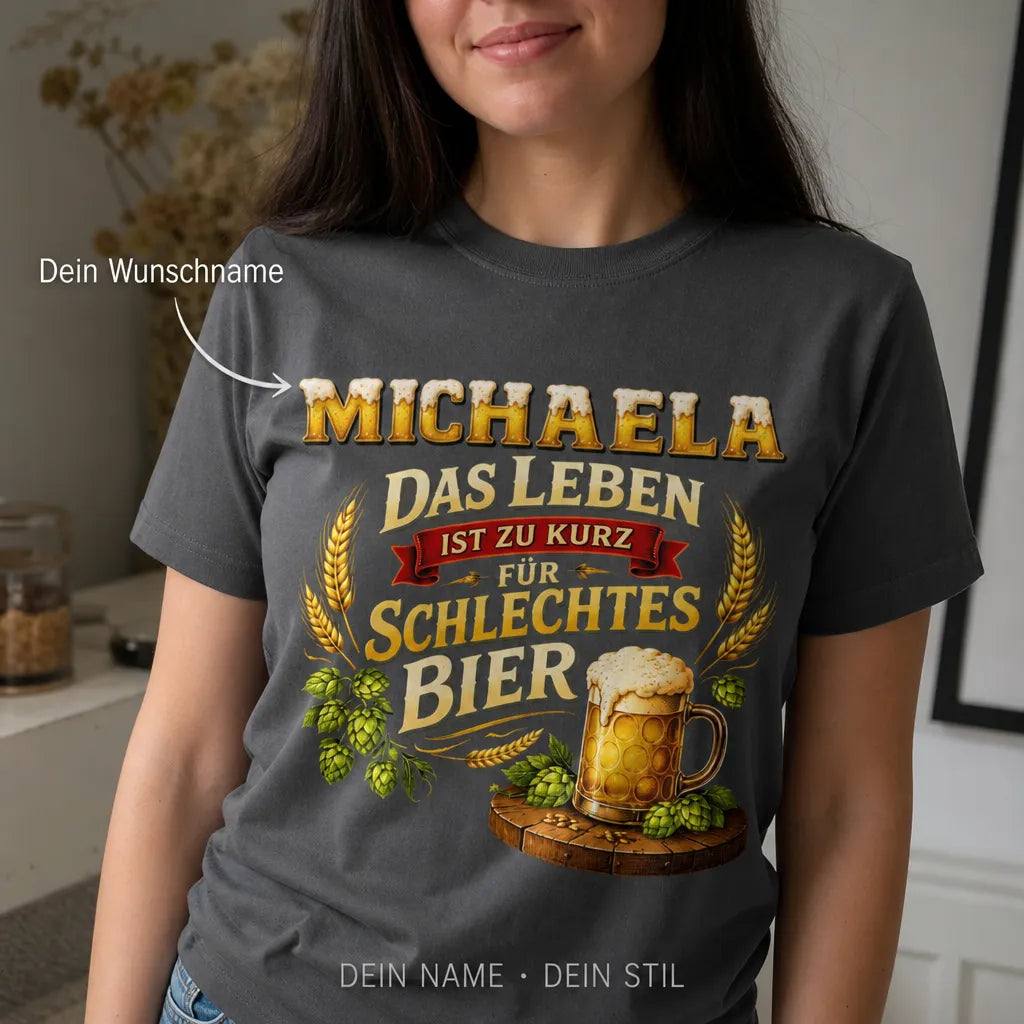 Personalisiertes Bier T-Shirt mit Namen - Bier ist lecker, Bier ist toll!