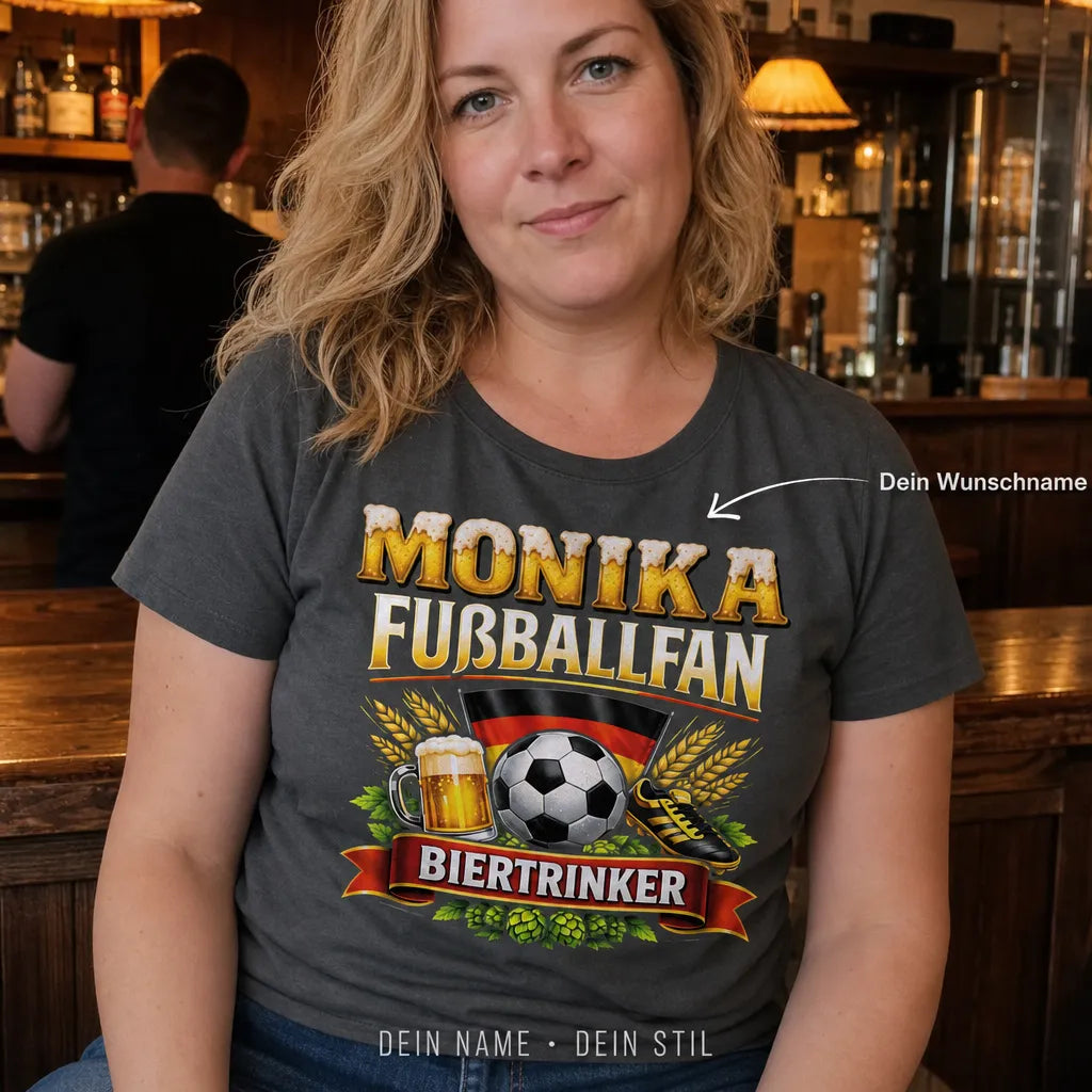 Personalisiertes Fußball Bier T-Shirt mit Namen - Darum bin ich hier!