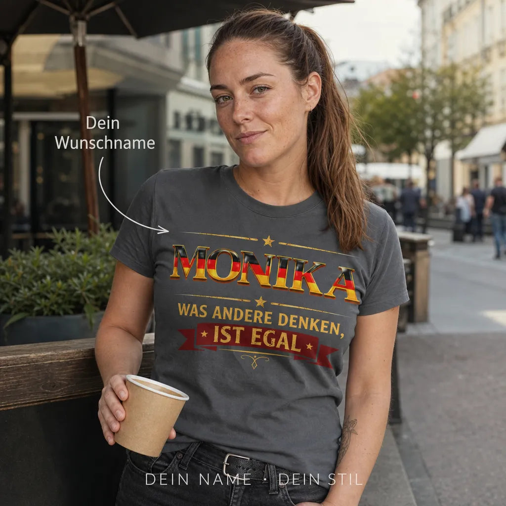 Personalisiertes Original T-Shirt mit Namen - Bleib ruhig, sie regelt das