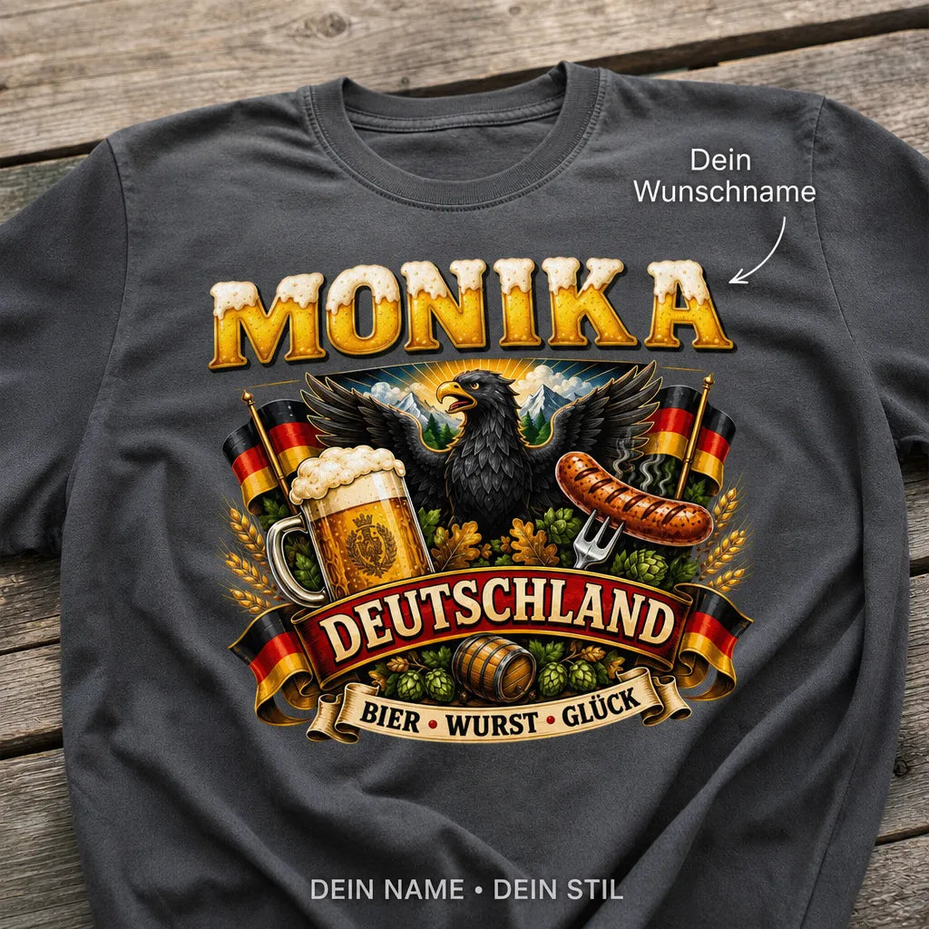 Personalisiertes Bier T-Shirt mit Namen - Akku leer, Bier lädt