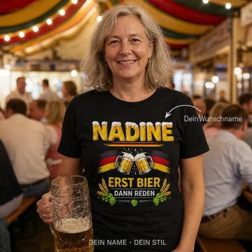 Personalisiertes Bier T-Shirt mit Namen - Erst Bier, dann Reden