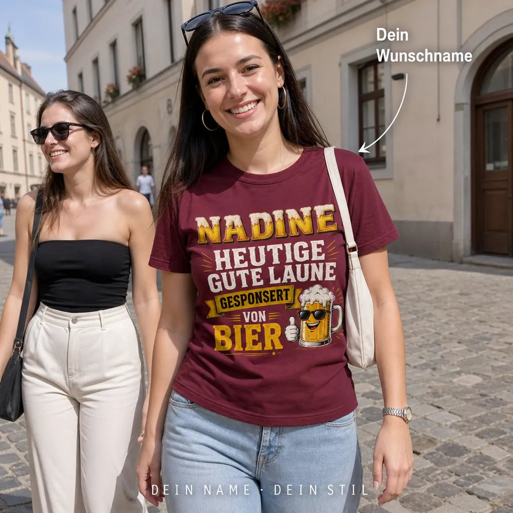 Personalisiertes Bier T-Shirt mit Namen - Hallo Bier, tschüss Probleme
