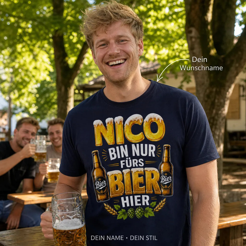 Personalisiertes Bier T-Shirt mit Namen - Dein Name, dein Bier