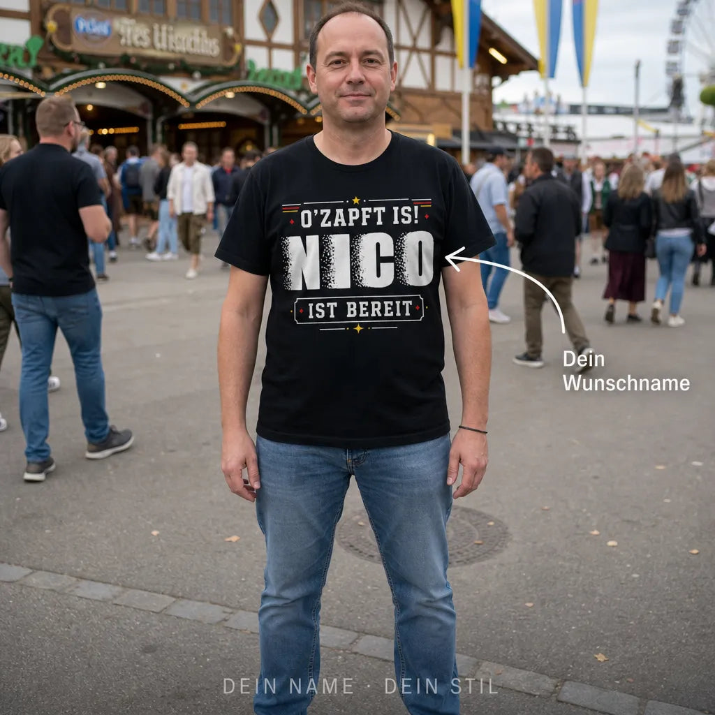 Personalisiertes Spruch T-Shirt mit Namen - Bleib ruhig, er regelt das