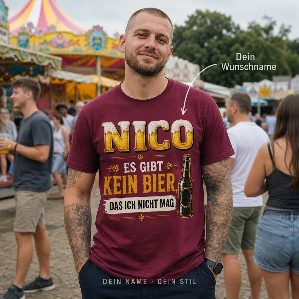 Personalisiertes Bier T-Shirt mit Namen - Nicht betrunken, nur großartig