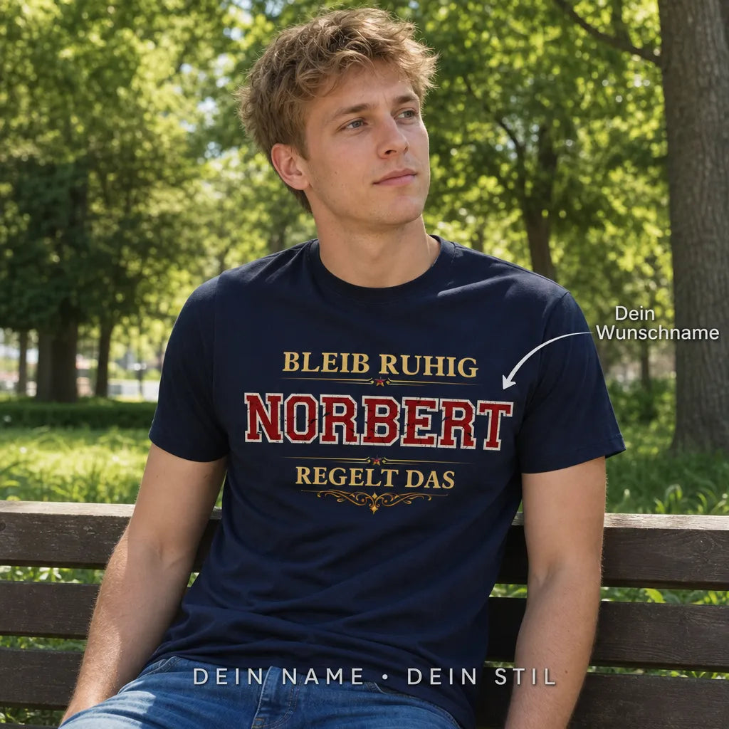 Personalisiertes Deutschland T-Shirt mit Namen - Bleib Ruhig, sie regelt das