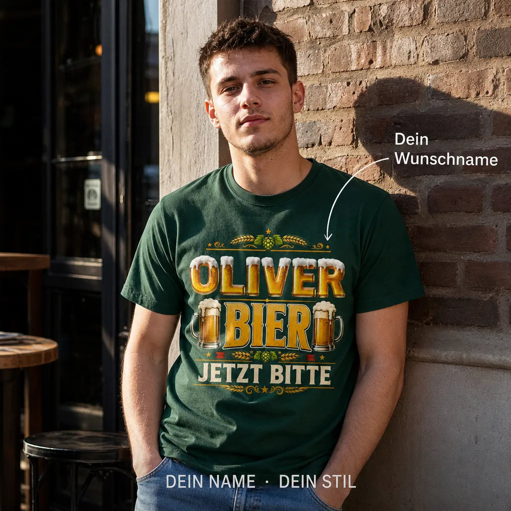 Personalisiertes Bier T-Shirt mit Namen - Das Beste ist ein Offenes