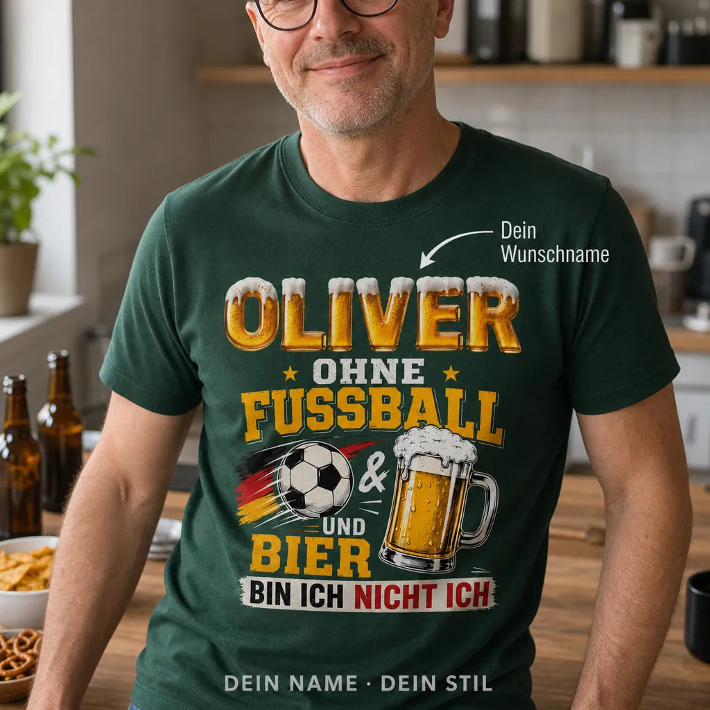 Personalisiertes Fußball Bier T-Shirt mit Namen - Deutschland, das bin ich