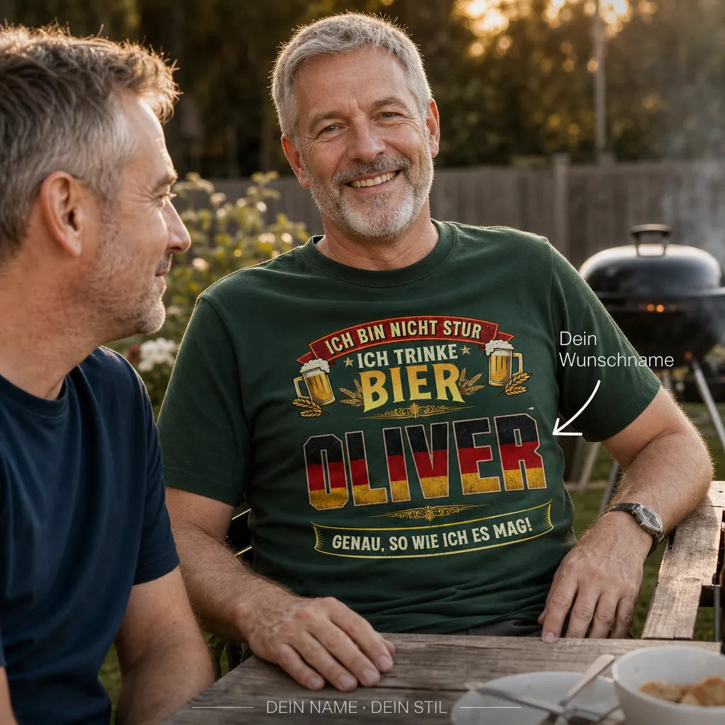 Personalisiertes Deutschland Bier T-Shirt mit Namen - Nicht stur, einfach Deutsch!