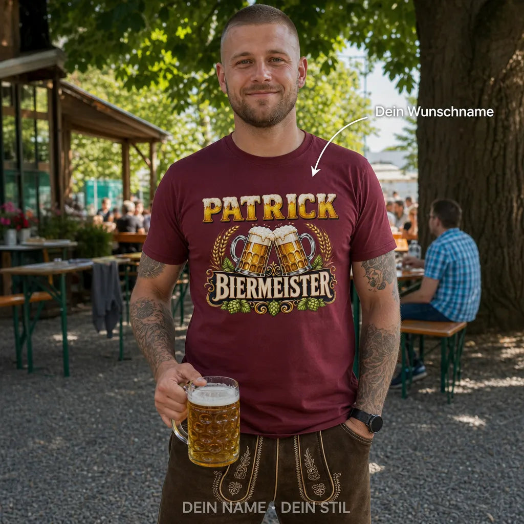Personalisiertes Bier Fußball T-Shirt mit Namen - Trinken, Schauen, Wiederholen