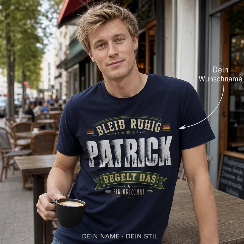 Personalisiertes Natur T-Shirt mit Namen - Bleib ruhig, sie regelt das