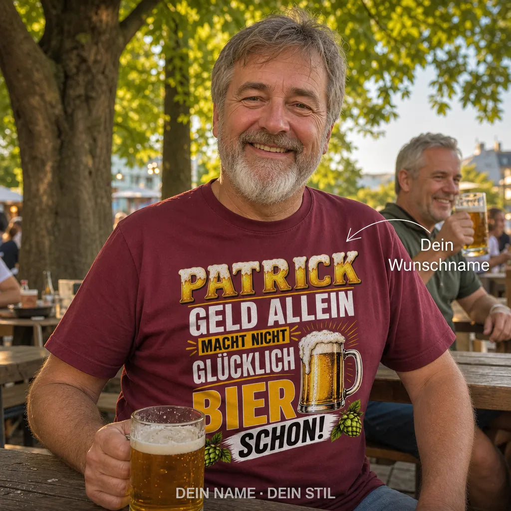 Personalisiertes Bier T-Shirt mit Namen - Alles wird gut mit Bier