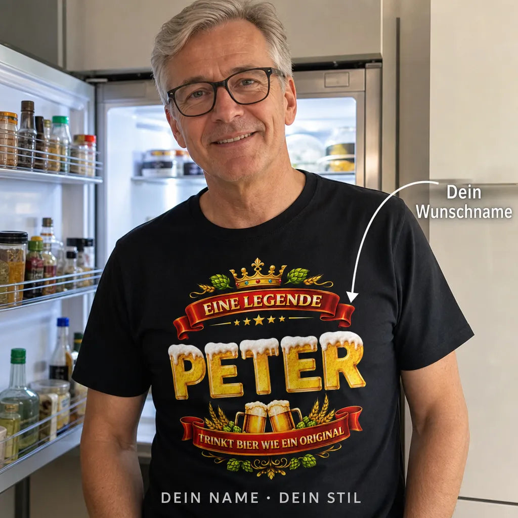 Personalisiertes Bier Legende T-Shirt mit Namen - Trinkt Bier wie ein Original