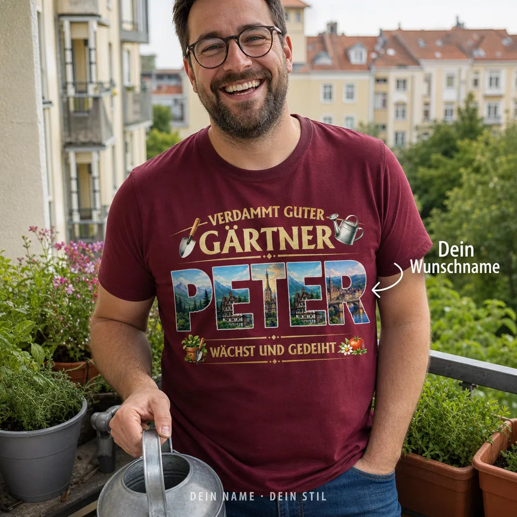 Personalisiertes Garten T-Shirt mit Namen - Alles blüht und gedeiht!