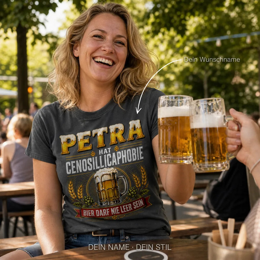 Personalisiertes Bier T-Shirt mit Namen - Mit Bier behandeln