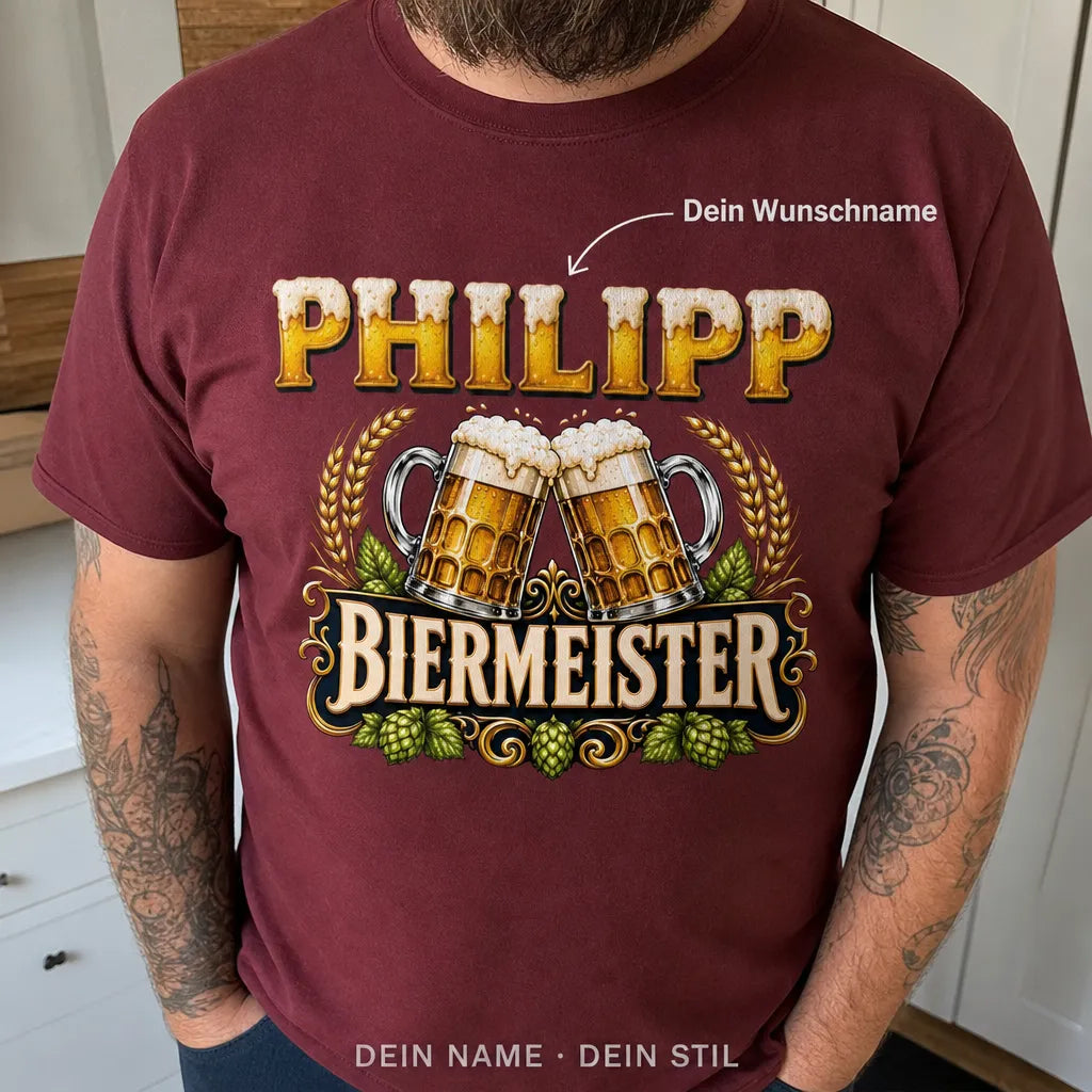 Personalisiertes Fußball Bier T-Shirt mit Namen - Fußball, Bier, Gute Zeit