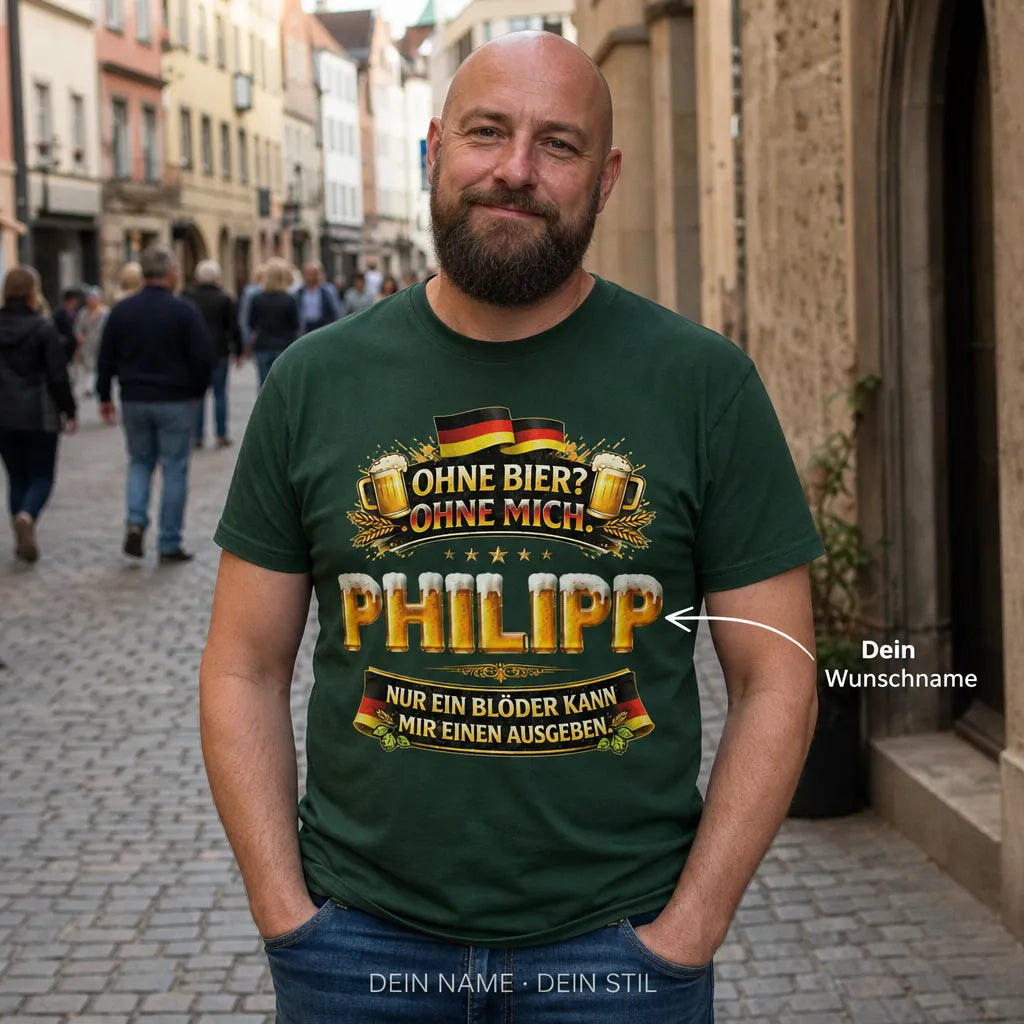 Personalisiertes Deutschland Bier T-Shirt mit Namen - Nicht stur, einfach Deutsch!