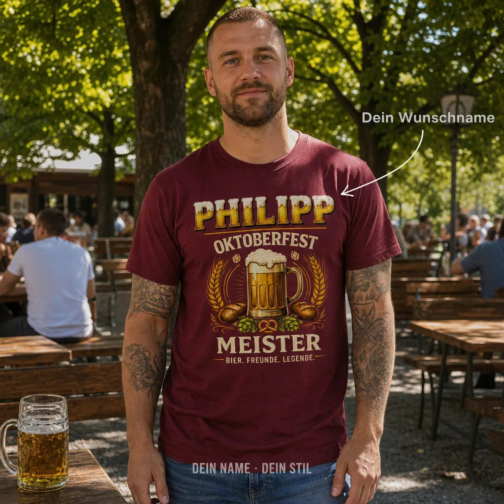 Personalisiertes Oktoberfest T-Shirt mit Namen - Der wahre Wiesn Meister