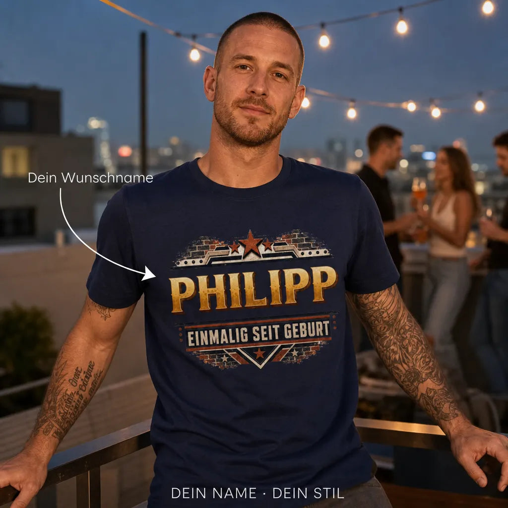 Personalisiertes Bier T-Shirt mit Namen - Einmalig seit Geburt