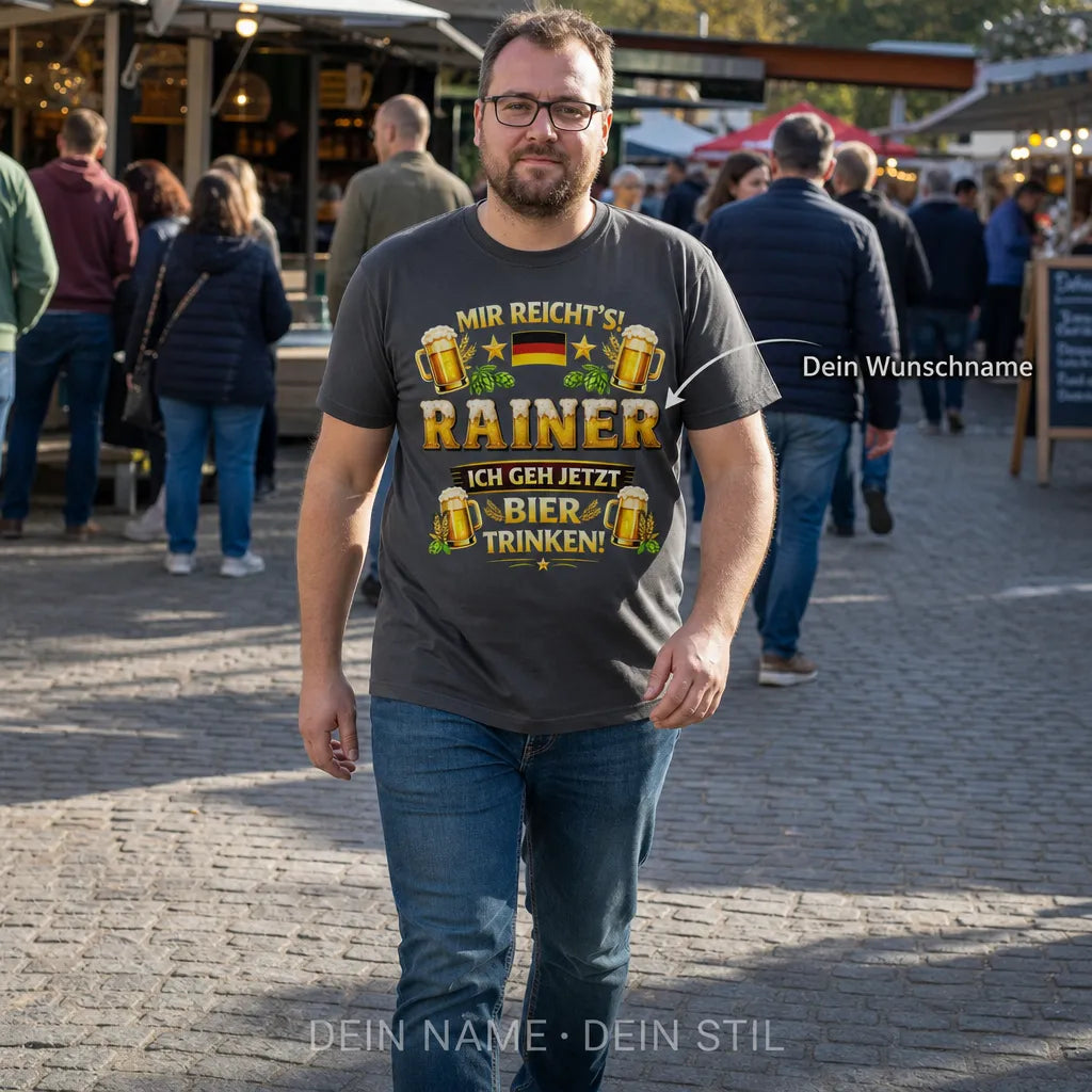 Personalisiertes Bier Chef T-Shirt mit Namen - Wo bleibt mein Bier?