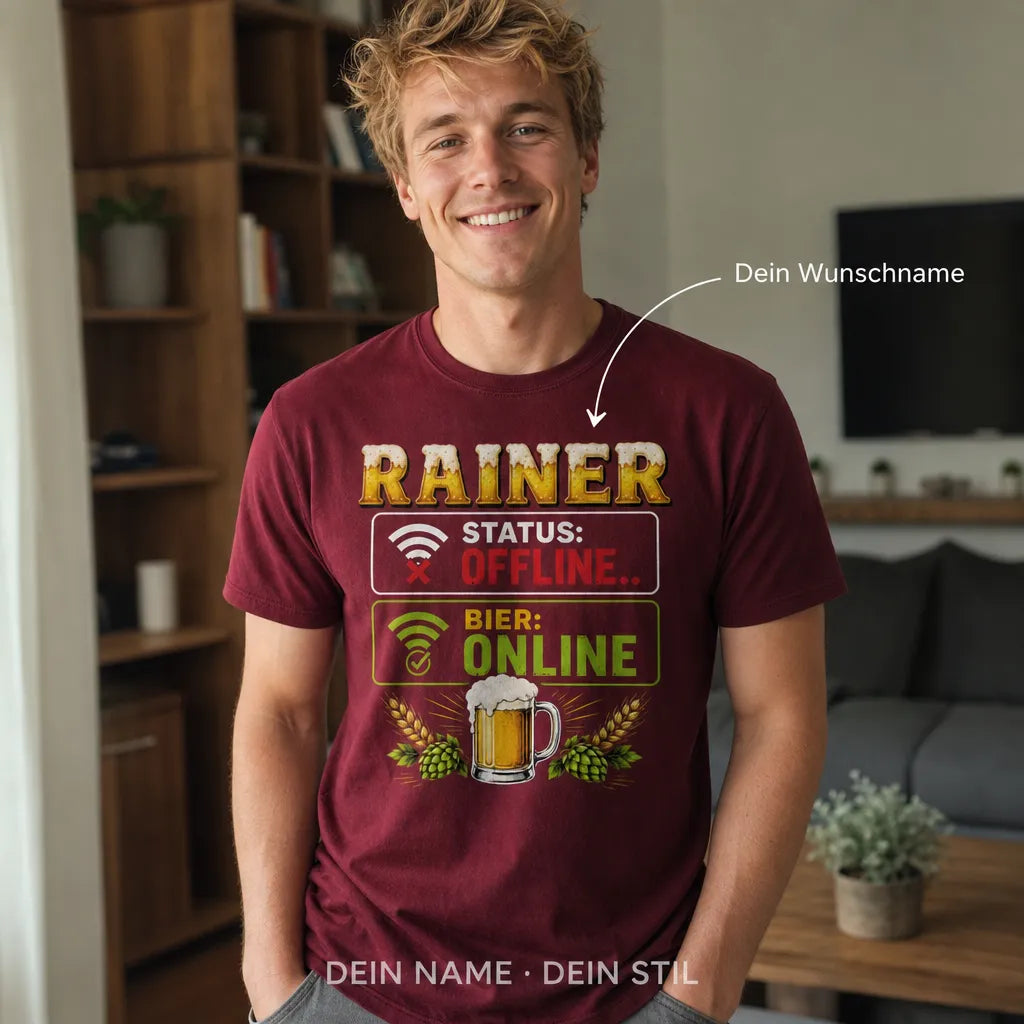 Personalisiertes Bier Deutschland T-Shirt mit Namen - Nur verliebt in Bier